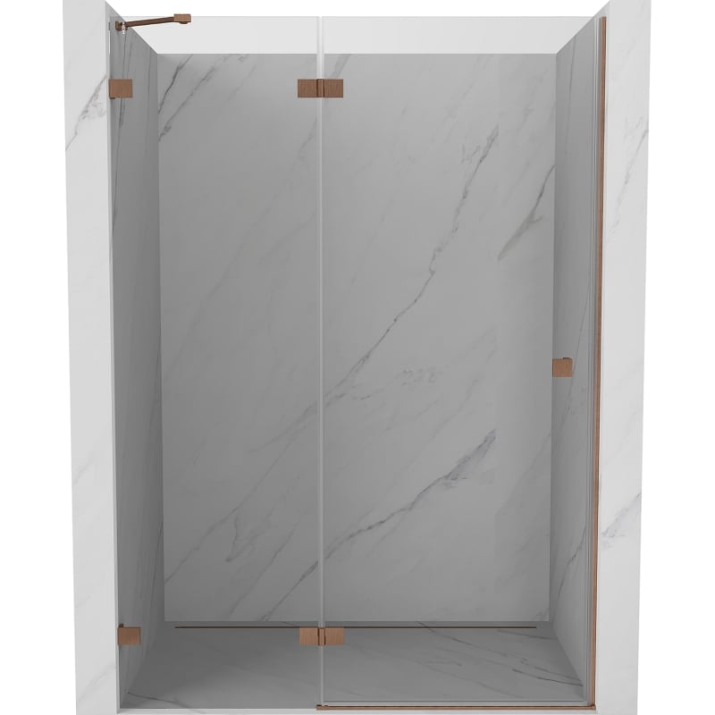 Mexen Lunar dušo durys, atveriamosios, kairinės, 130 cm, skaidrios, šlifuota varis - 834-130-000-65-00-L