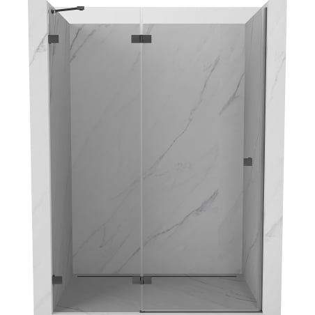 Mexen Lunar kairiosios pusės sulankstomos dušo durys 130 cm, skaidrus, šepečiuotas ginklų pilkumas - 834-130-000-66-00-L