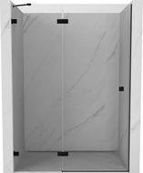 Mexen Lunar kairiosios pusės dušo durys 130 cm, permatomos, juodos - 834-130-000-70-00-L