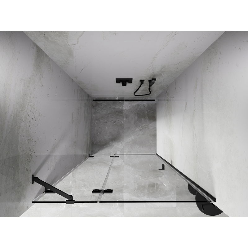 Mexen Lunar dušo durys, atidaromos, kairės 85 cm, permatomos, tamsaus metalo spalvos - 834-085-000-95-00-L