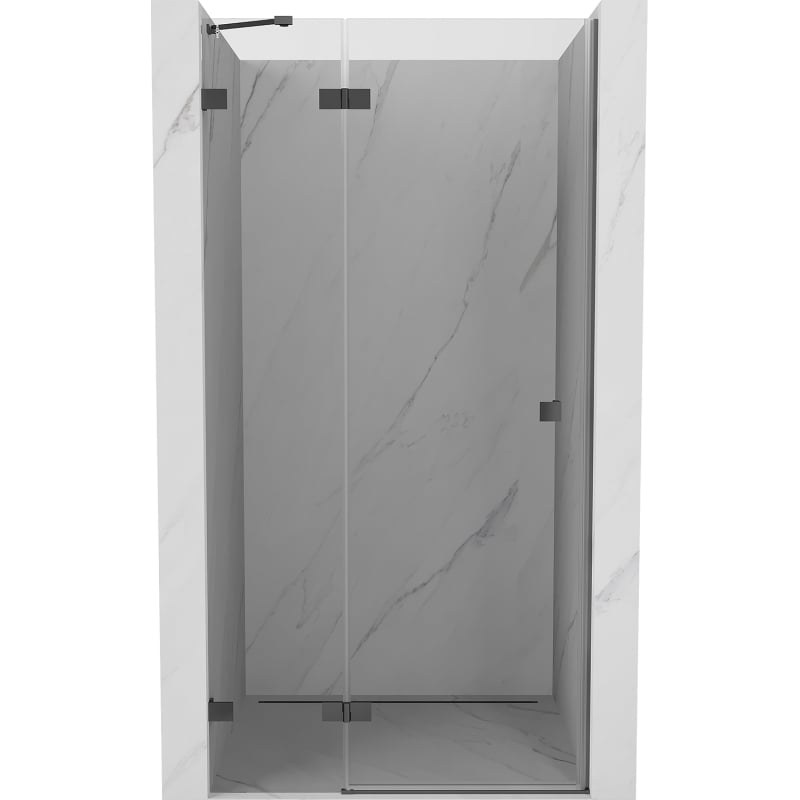 Mexen Lunar kairios pusės atveriamos dušo durys 95 cm, skaidrios, matinės juodos spalvos - 834-095-000-95-00-L