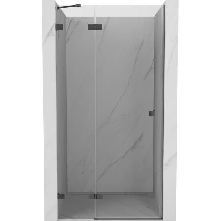 Mexen Lunar kairios pusės atveriamos dušo durys 95 cm, skaidrios, matinės juodos spalvos - 834-095-000-95-00-L