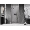 Mexen Lunar kairios pusės atveriamos dušo durys 95 cm, skaidrios, matinės juodos spalvos - 834-095-000-95-00-L