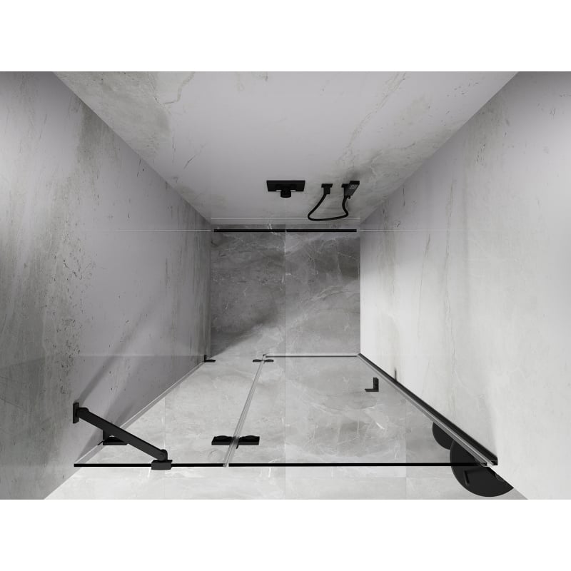 Mexen Lunar kairioji atveriamosios dušo durys 95 cm, permatomos, šautuvas metalas - 834-095-000-95-00-L