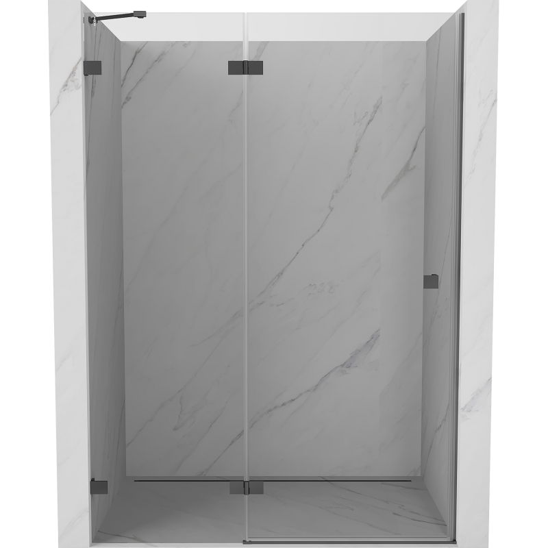Mexen Lunar kairiosios pusės dušo durys, paliktos 135 cm, skaidrios, ginklo metalo spalvos - 834-135-000-95-00-L