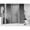 Mexen Lunar kairioji atveriama dušo durys 80 cm, skaidrios, šlifuotas nikelis - 834-080-000-97-00-L