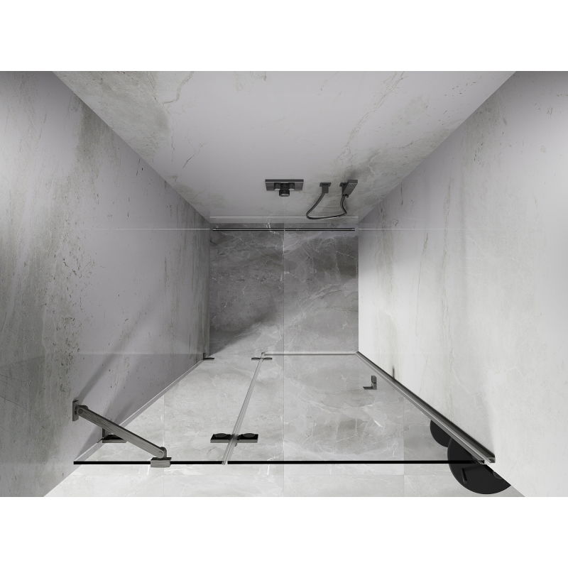 Mexen Lunar, kairiosios pusės dušo durys, atveriamos, 125 cm, permatomos, šlifuotas nikeliuotas - 834-125-000-97-00-L