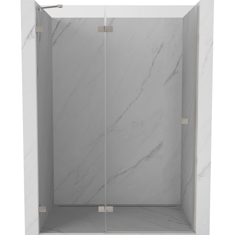 Mexen Lunar kairiosios pusės dušo durys, 130 cm, skaidrios, šlifuotas nikelis - 834-130-000-97-00-L