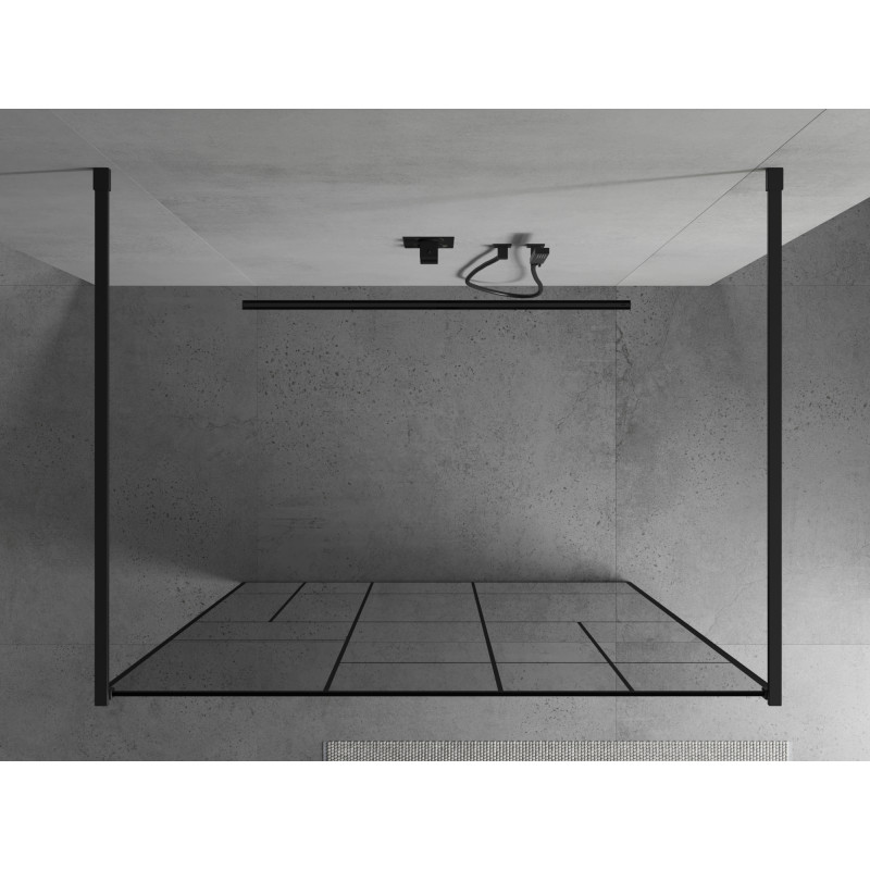 Mexen Kioto laisvai pastatoma dušo sienelė 100 x 200 cm, juodas raštas 8 mm, juoda - 800-100-002-70-78