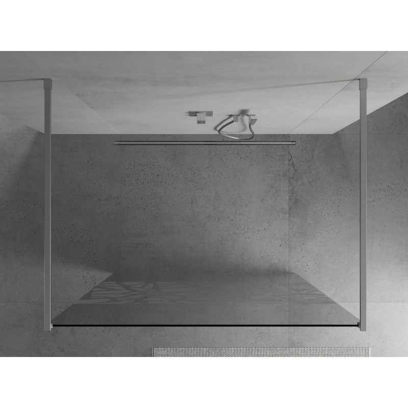 Mexen Kioto laisvai stovinti dušo sienelė 110 x 200 cm, baltas raštas 8 mm, chromas - 800-110-002-01-85