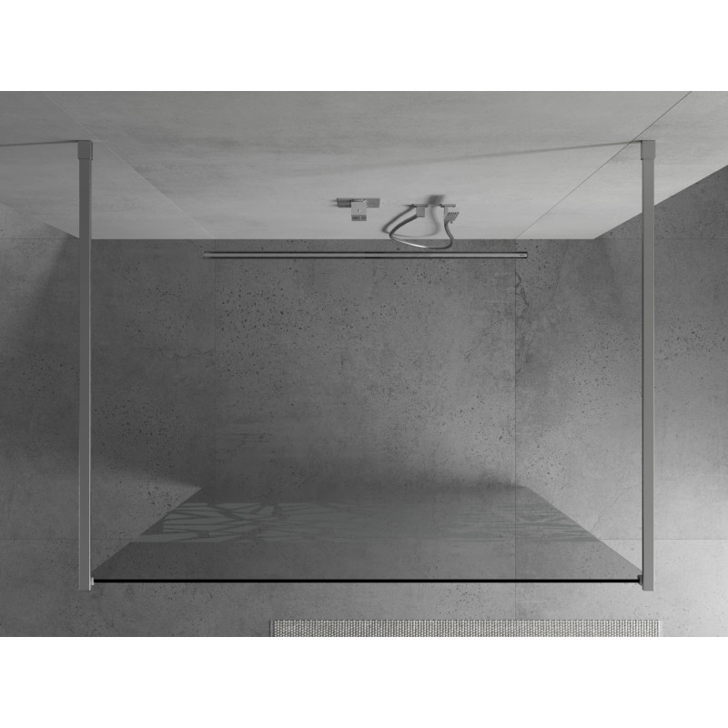 Mexen Kioto laisvai stovinti dušo sienelė 120 x 200 cm, baltas raštas 8 mm, chromas - 800-120-002-01-85