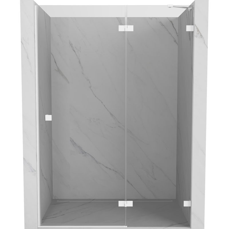 Mexen Lunar dušo durys, dešinės, 130 cm, skaidrios, baltos - 834-130-000-20-00-P