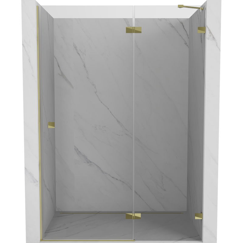 Mexen Lunar dešinės pusės dušo durys, 140 cm, permatomos, auksinės - 834-140-000-50-00-P