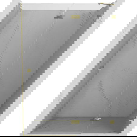 Mexen Lunar dušo durys varstomos dešinės 140 cm, permatomos, auksinės - 834-140-000-50-00-P