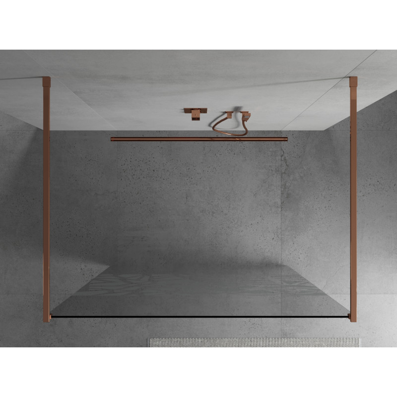 Mexen Kioto laisvai stovinti dušo pertvara 120 x 200 cm, baltas raštas 8 mm, rožinis auksas - 800-120-002-60-85