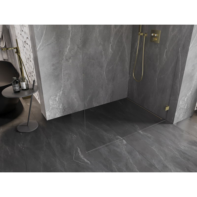 Mexen Lunar L dušo sienelė Walk-in dešinė 70 x 200 cm, skaidri 8 mm, auksinė matinė - 830L-070-000-55-00-P