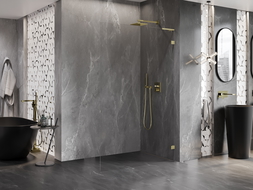 Mexen Lunar L dušo sienelė Walk-in dešinė 70 x 200 cm, skaidri 8 mm, auksinė matinė - 830L-070-000-55-00-P