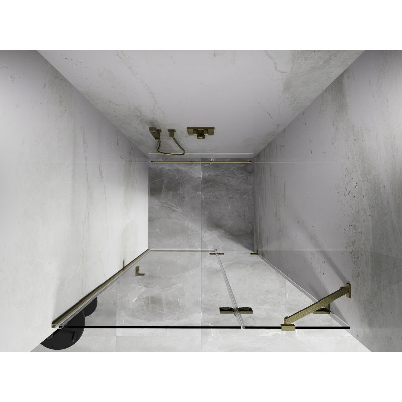Mexen Lunar dešinės pusės dušo durys, atveriamos 115 cm, permatomos, aukso šlifuota - 834-115-000-55-00-P