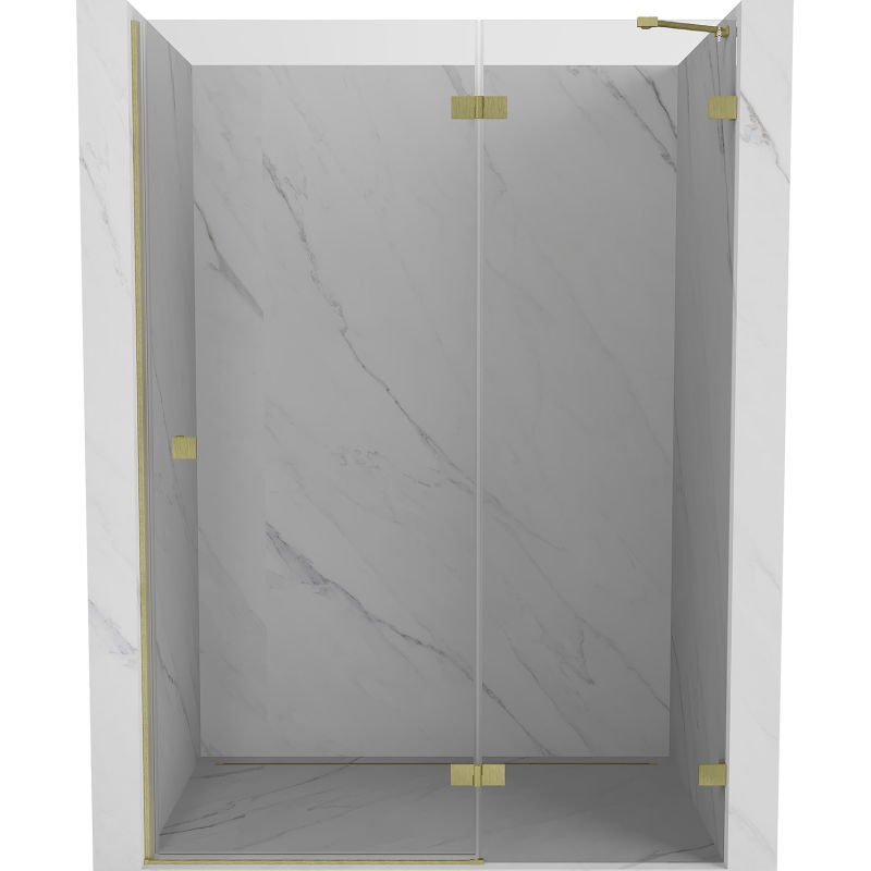Mexen Lunar dešinės pusės atidaromos dušo durys 130 cm, skaidrios, šlifuotas auksinis - 834-130-000-55-00-P