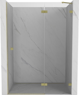 Mexen Lunar dešinės pusės atidaromos dušo durys 130 cm, skaidrios, šlifuotas auksinis - 834-130-000-55-00-P