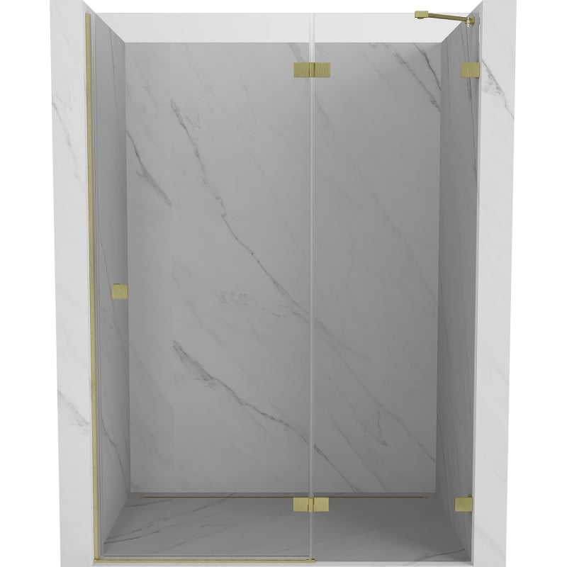 Mexen Lunar dešinės pusės sulankstomos dušo durys 135 cm, skaidrios, šlifuotas auksas - 834-135-000-55-00-P