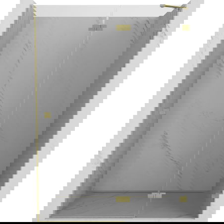 Mexen Lunar dešinės pusės dušo durys, atsidarančios į išorę, 135 cm, skaidrios, šlifuotas auksas - 834-135-000-55-00-P