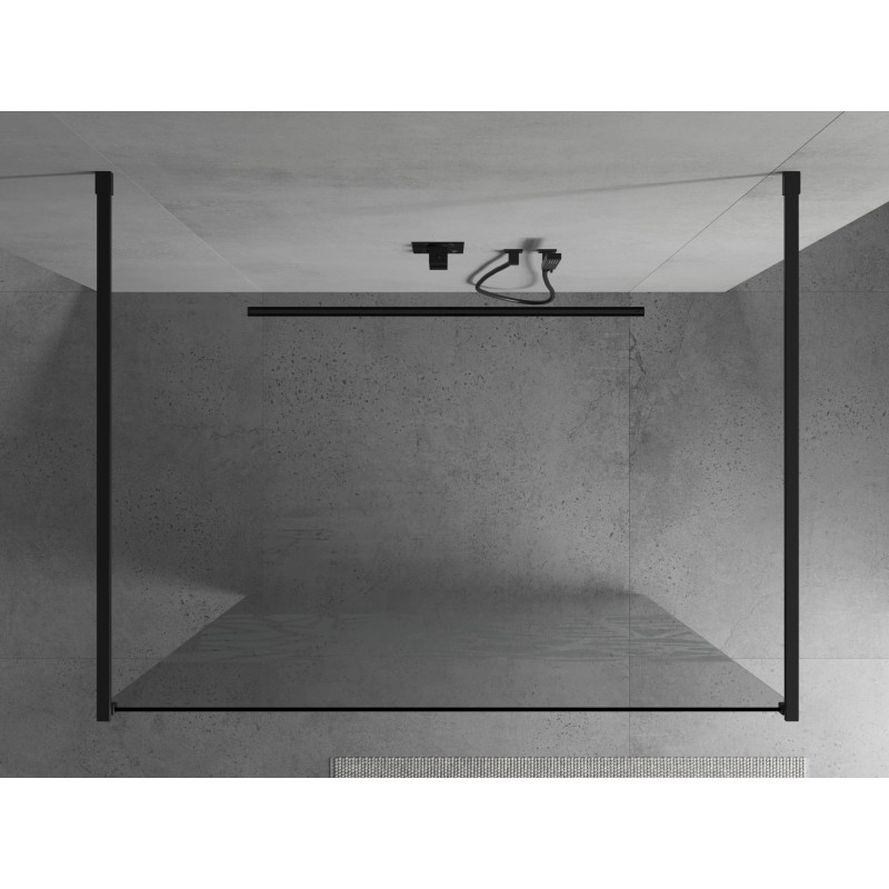 Mexen Kioto laisvai stovinti dušo sienelė 110 x 200 cm, baltos spalvos raštas 8 mm, juoda - 800-110-002-70-85