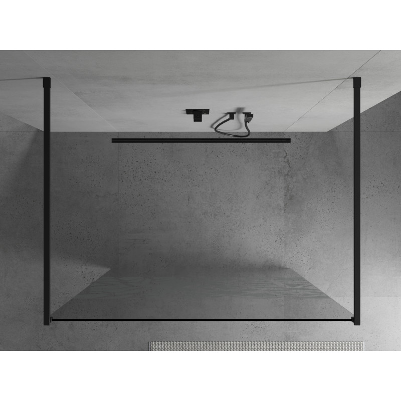 Mexen Kioto laisvai stovinti dušo siena 120 x 200 cm, baltas raštas 8 mm, juoda - 800-120-002-70-85
