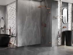 Mexen Lunar L dušų siena Walk-in dešinė 60 x 200 cm, skaidri 8 mm, rožinis auksas - 830L-060-000-60-00-P