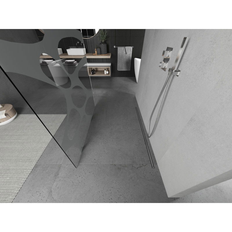 Mexen Kioto laisvai stovinti dušo sienelė 110 x 200 cm, balta banga 8 mm, chromas - 800-110-002-01-97