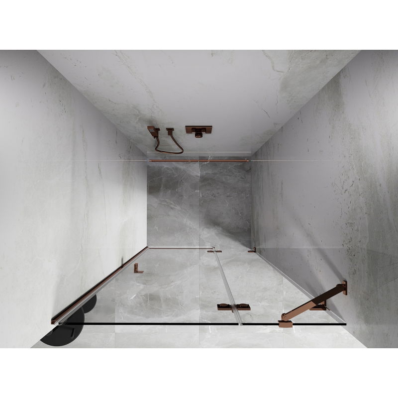 Mexen Lunar atveriamos dešinės durelės dušo, 120 cm, permatomos, rožinio aukso - 834-120-000-60-00-P