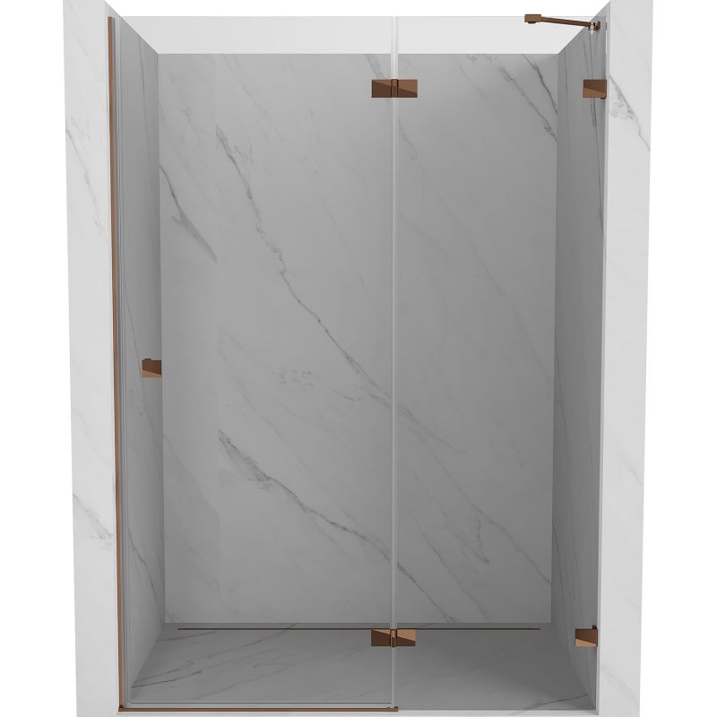 Mexen Lunar vonios durys, pakreipiamos, dešinės 130 cm, skaidrios, rožinis auksas - 834-130-000-60-00-P