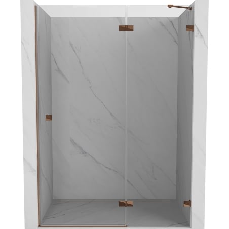 Mexen Lunar vonios durys, pakreipiamos, dešinės 130 cm, skaidrios, rožinis auksas - 834-130-000-60-00-P