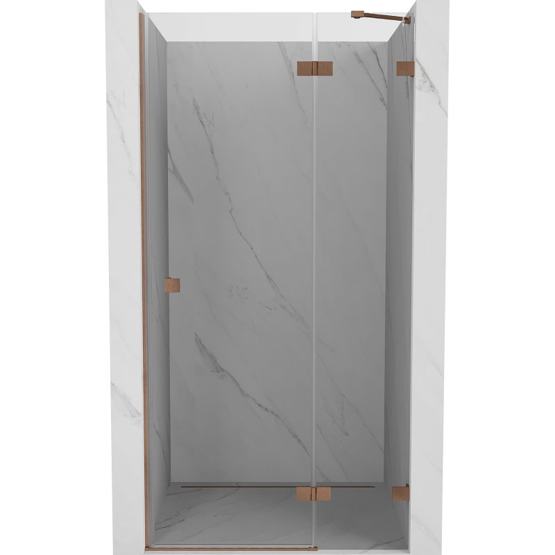 Mexen Lunar 120 cm dešinės atveriamų dušo durų komplektas, skaidrus, šlifuotas varis - 834-120-000-65-00-P