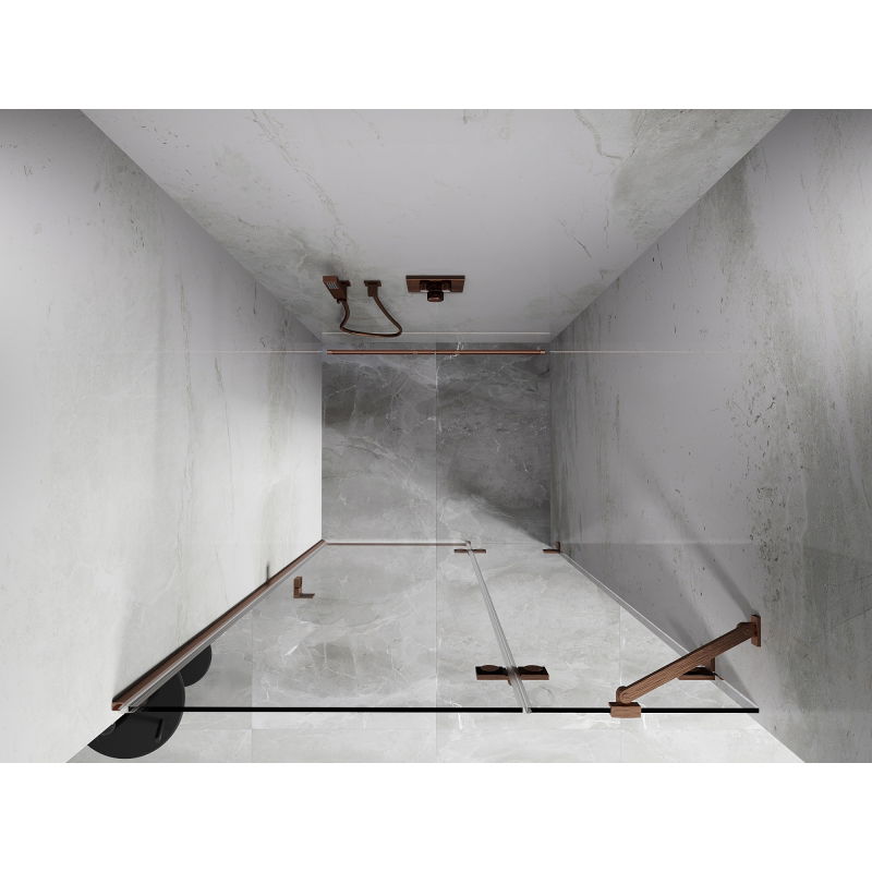 Mexen Lunar dešinės pusės atveriamos dušo durys, 120 cm, skaidrios, šlifuotas varis - 834-120-000-65-00-P