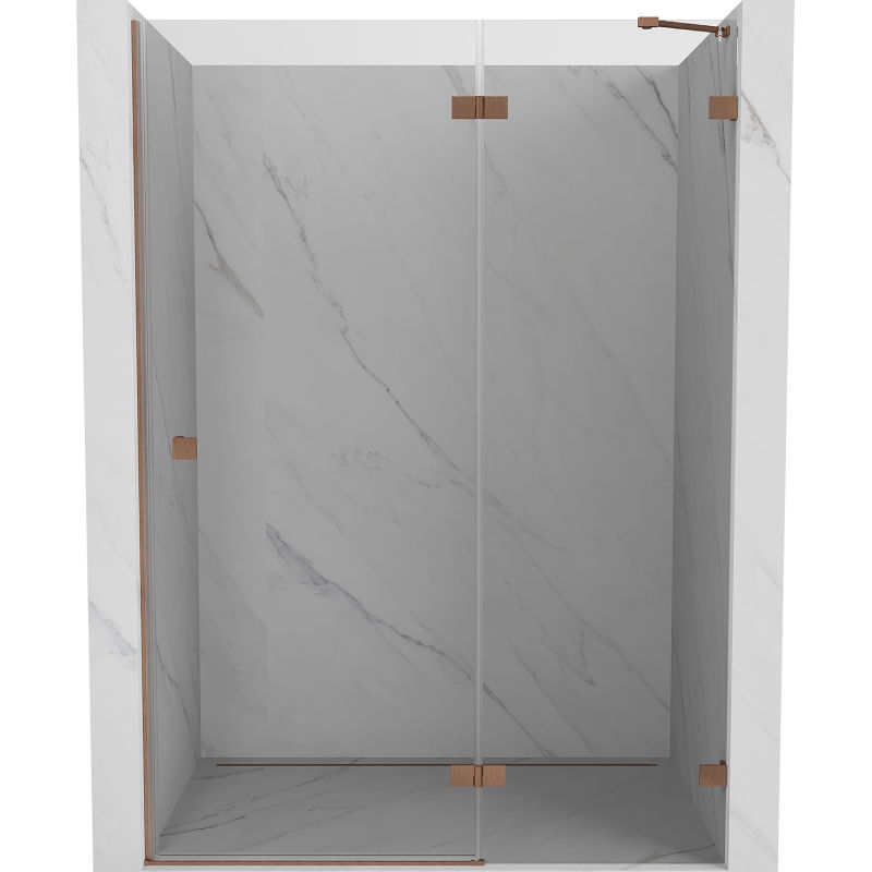 Mexen Lunar dešinės pusės dušo durys, 130 cm, skaidrios, šlifuotas varis - 834-130-000-65-00-P