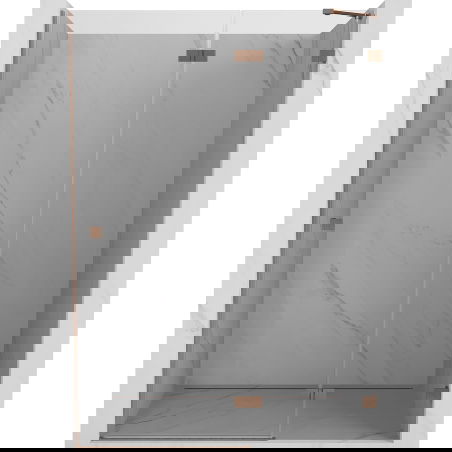 Mexen Lunar dešinės pusės dušo durys, 130 cm, skaidrios, šlifuotas varis - 834-130-000-65-00-P