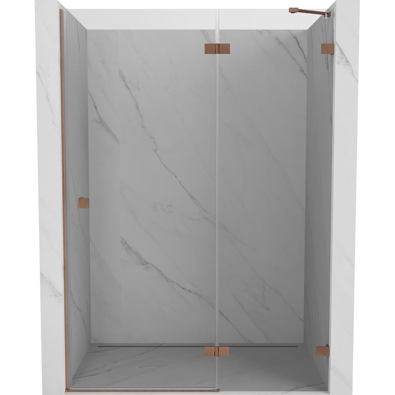 Mexen Lunar dešinės pusės dušo durys 140 cm, skaidrios, šlifuotas varis - 834-140-000-65-00-P