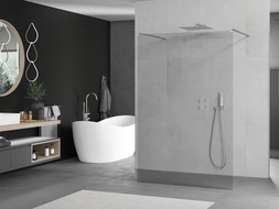 Mexen Kioto laisvai stovinti dušo siena 130 x 200 cm, skaidri 8 mm, chromas - 800-130-002-01-00