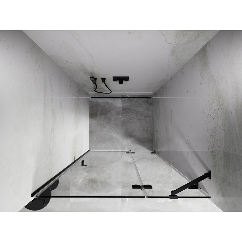 Mexen Lunar dešinės pusės dušo durys, atidaromos, 70 cm, skaidrios, juodos - 834-070-000-70-00-P