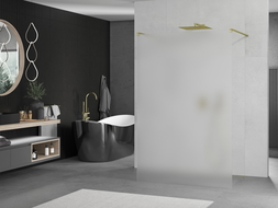 Mexen Kioto laisvai stovinti dušo siena 120 x 200 cm, šerkšnas 8 mm, auksinė - 800-120-002-50-30