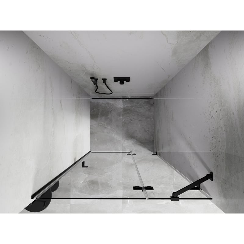 Mexen Lunar dušo durys, atidaromos į dešinę 125 cm, skaidrios, juodos - 834-125-000-70-00-P