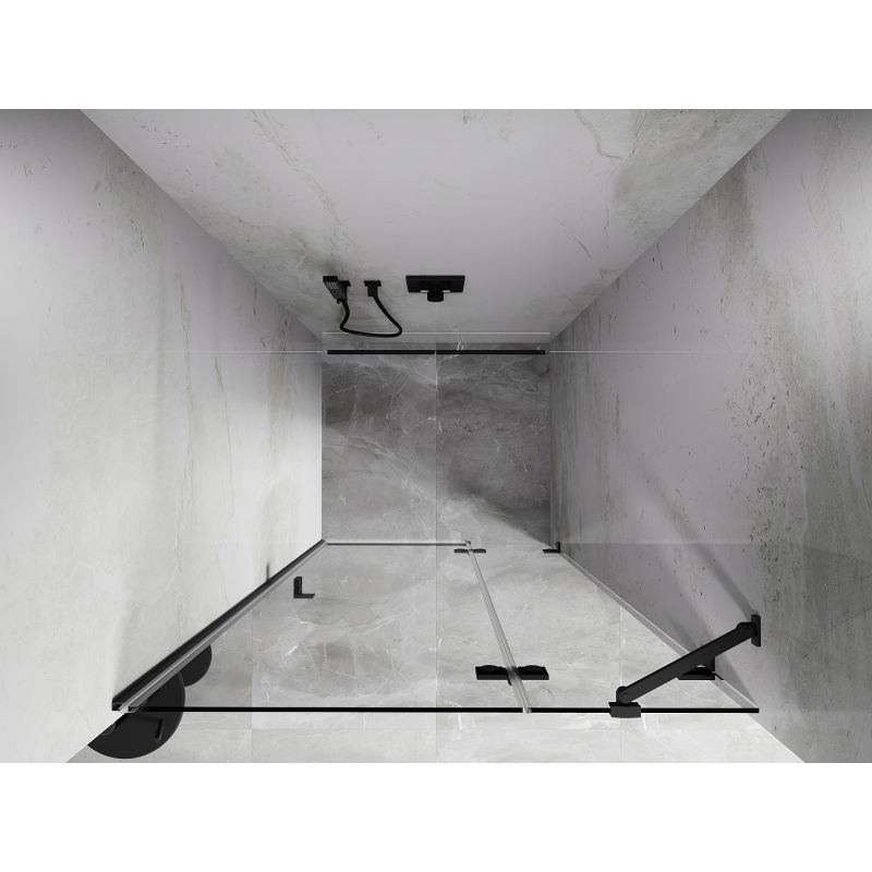 Mexen Lunar dešinės pusės dušo durys 125 cm, permatomos, tamsaus metalo - 834-125-000-95-00-P