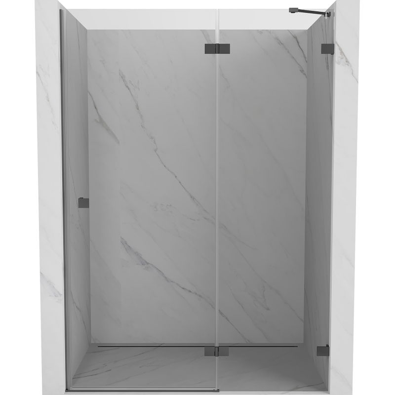 Mexen Lunar dušo durys, atveriamos į dešinę, 130 cm, permatomos, tamsus metalas - 834-130-000-95-00-P