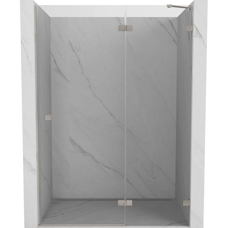Mexen Lunar dešinės pusės atidaromos dušo durys 130 cm, skaidrios, šlifuotas nikelis - 834-130-000-97-00-P