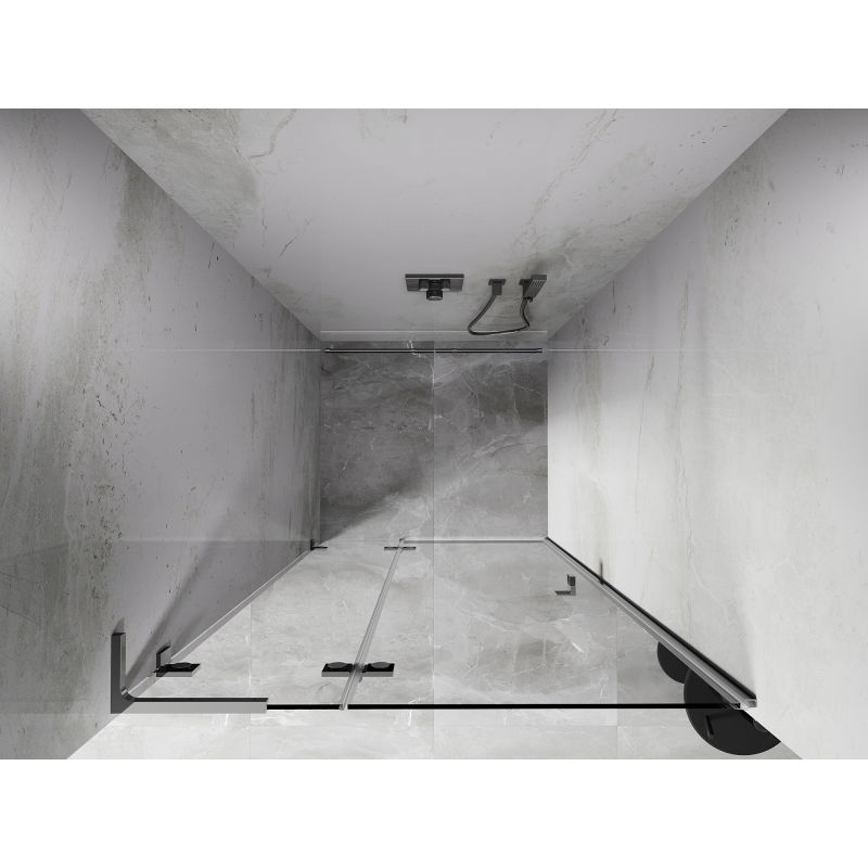 Mexen Lunar L kairios pusės atidaromos dušo durys 85 cm, skaidrios, chromuotos - 834L-085-000-01-00-L