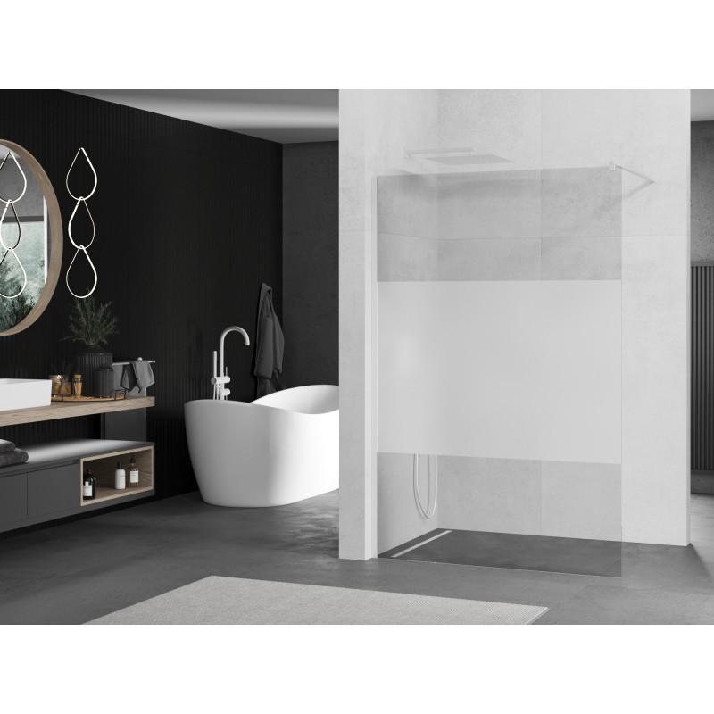 Mexen Kioto dušo sienelė Walk-in 100 x 200 cm, skaidri/matinė 8 mm, balta - 800-100-101-20-35