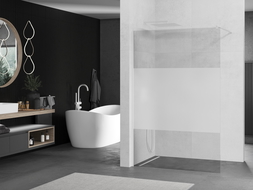 Mexen Kioto dušo siena Walk-in 100 x 200 cm, permatomas/matinis 8 mm, balta - 800-100-101-20-35