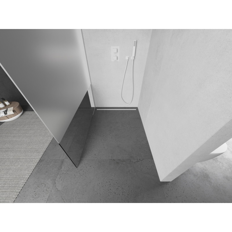 Mexen Kioto dušo pertvara Walk-in 110 x 200 cm, skaidri/matinė 8 mm, balta - 800-110-101-20-35