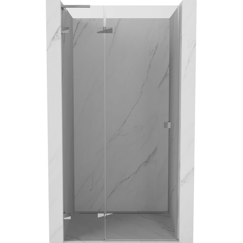 Mexen Lunar L kairios dušo durys, atveriamos, 125 cm, skaidrios, chromuotos - 834L-125-000-01-00-L